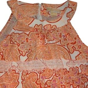 Micheal Kors size 14 sleeveless Coral & White paisley print top